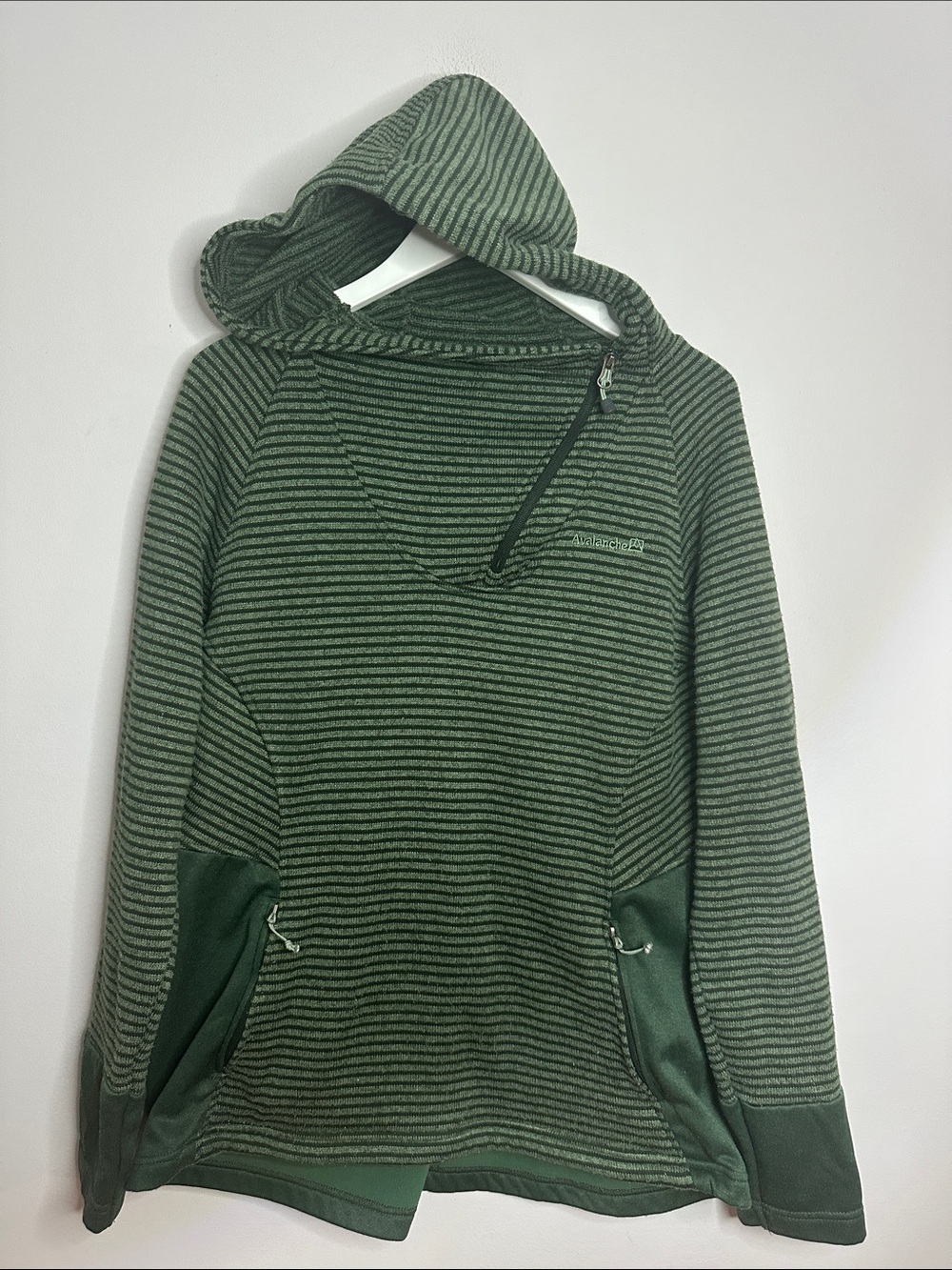Avalanche  Green Striped Hooded Pullover Sweater. Size XXL